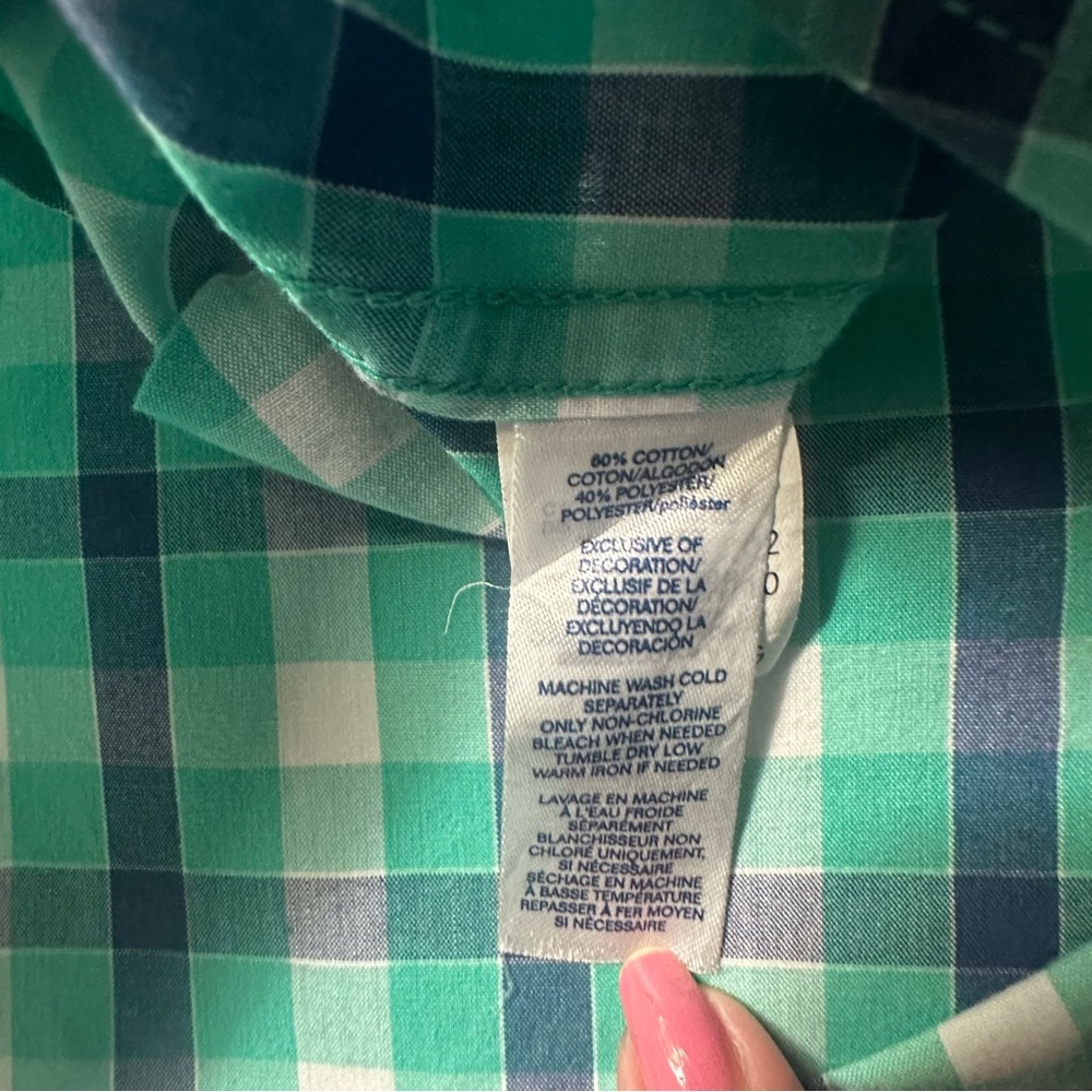 Chaps Easy Care Men's Blue and Green Checkered Shirt 3XL - Picture 14 of 14